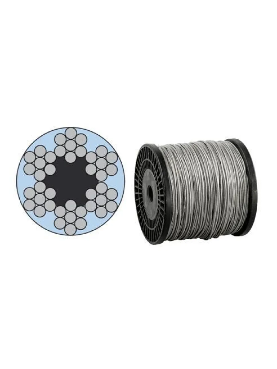 Трос стальной оцинкованный в оплетке  6,0 мм DIN 3060/3055 (бухта  50м) FORCE LIFTING