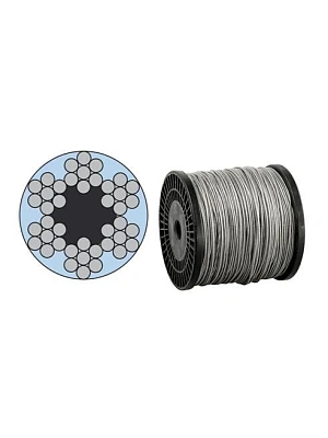 Трос стальной оцинкованный в оплетке  2,0 мм DIN 3060/3055 (бухта 200м)  FORCE LIFTING